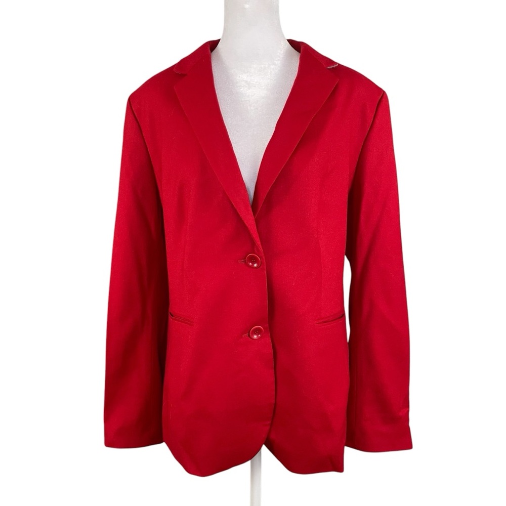 Talbots 16 Red Wool Blazer 2 Button Welt Pockets Lined Career Classic Office